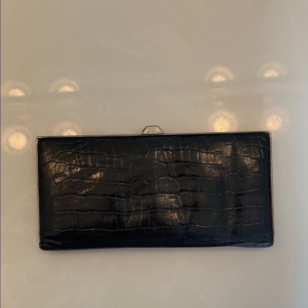 Lodis Black Croc Embossed Wallet